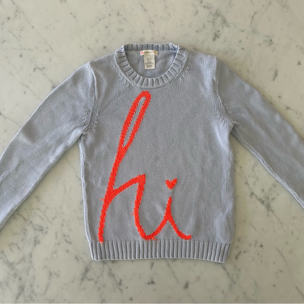 Crewcuts / J. Crew Girls Sweater “hi”, Size 12